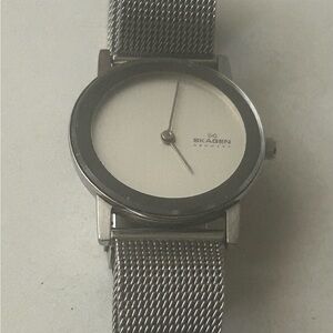 Skagen Silver-Tone Watch with Mesh Band Danish Minimalist